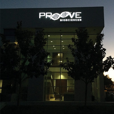 Proove Building Sign at Night