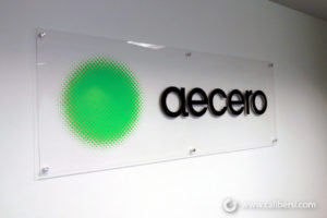 Aecero Acrylic Lobby Sign with Digital Vinyl in Orange County - Caliber Signs & Imaging in Irvine Call: 949-748-1070