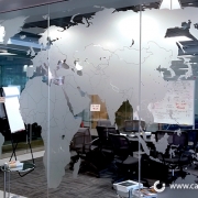 World Map on Window with Frosted Vinyl