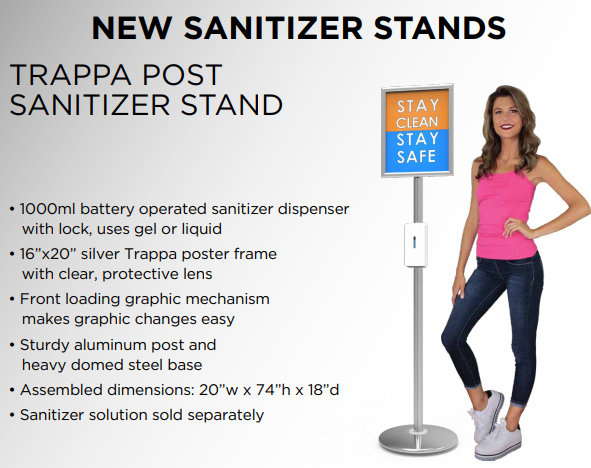 Hand Sanitizer Stands Trappa Post Caliber Signs and Imaging