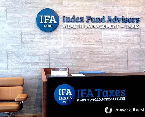 Lobby Sign IFA Taxes Irvine CA Caliber Signs and Imaging WEB