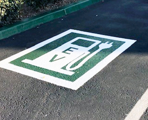 EV Parking Sign on Asphalt Irvine CA Caliber Signs and Imaging WEB2
