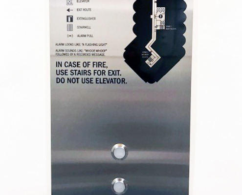 Etched Stainless Evacuation Sign Caliber Signs and Imaging WEB