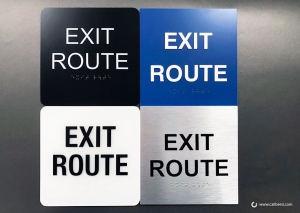Family of ADA Code Exit Signs in various colors Irvine CA Caliber Signs and Imaging WEB