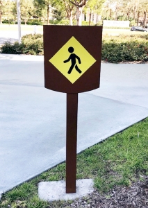 Pedestrian Directional Sign Irvine CA Caliber Signs and Imaging WEB