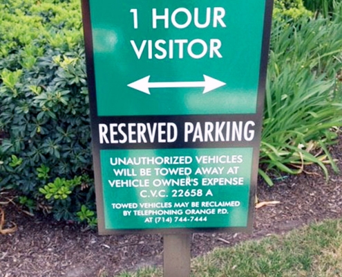 Reserved Parking Sign on Post Irvine CA Caliber Signs and Imaging WEB