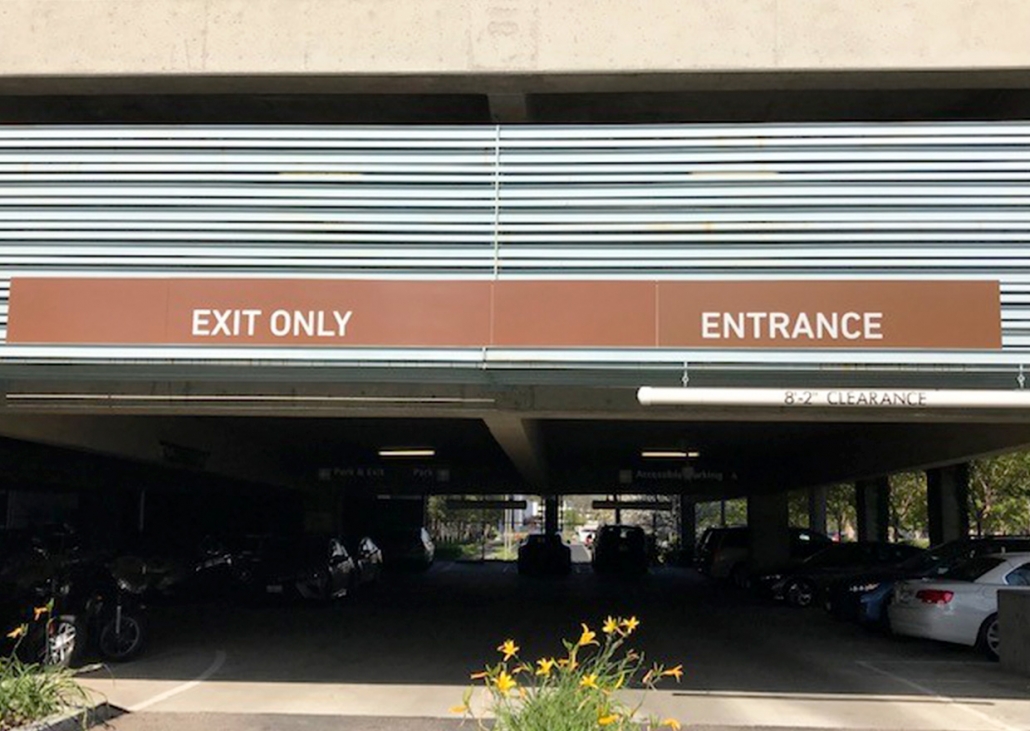 Entrance and Exit Parking Garage Signs in Costa Mesa CA