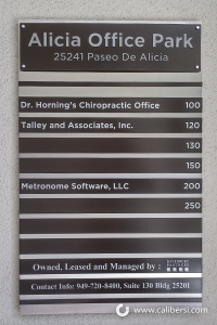 Custom Directory Sign with Tenant Strips Davenport Partners Laguna Hills CA Caliber Signs and Imaging 2