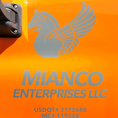 Truck Vinyl Graphics Vehicle Identification Sign Mianco Enterprises Custom Sign Caliber Signs and Imaging