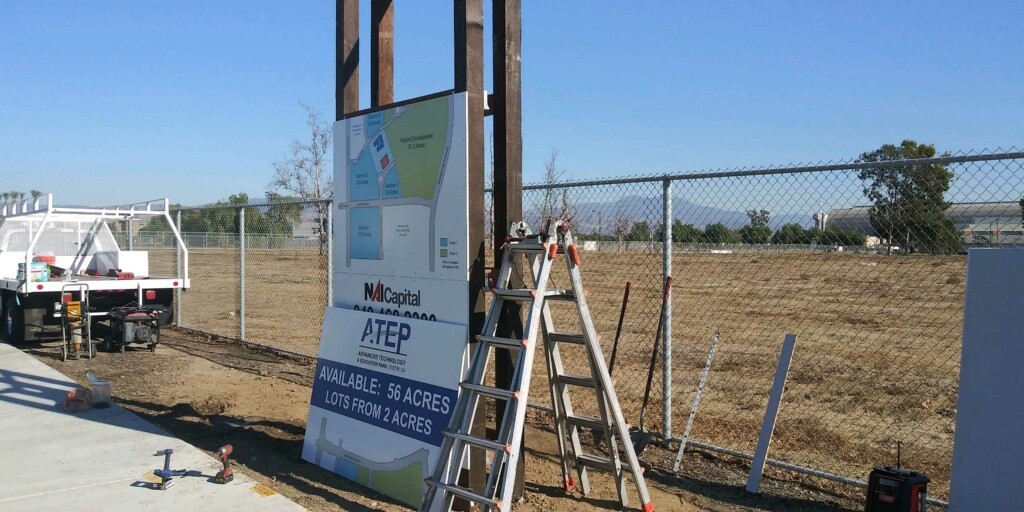 The For Lease Sign in Tustin CA is assembled
