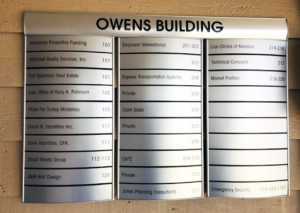 Indoor Directory Sign for Offices in Orange County