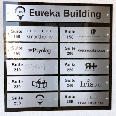 Custom Directory Sign Eureka Building Orange County CA Caliber Signs