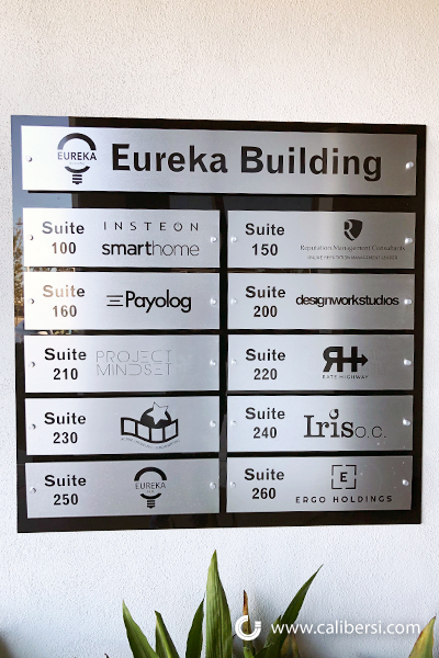 Custom Directory Sign Eureka Building Orange County CA Caliber Signs
